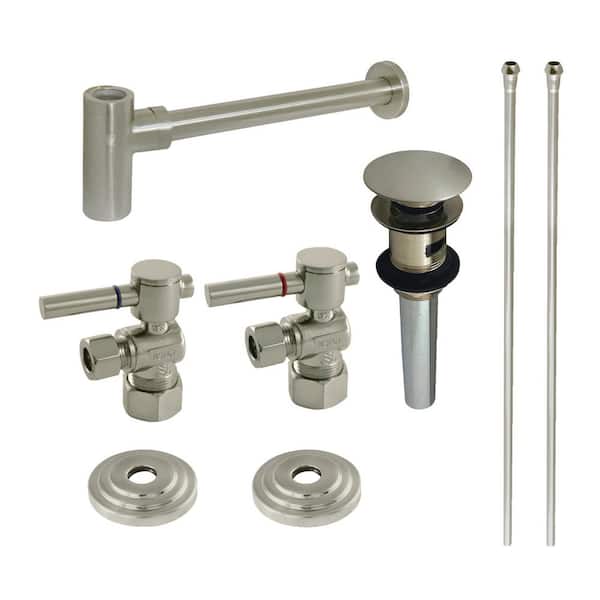 Kingston Brass Trimscape Traditional Plumbing Sink Trim Kit 1-1/4 in. Brass with P- Trap in Brushed Nickel