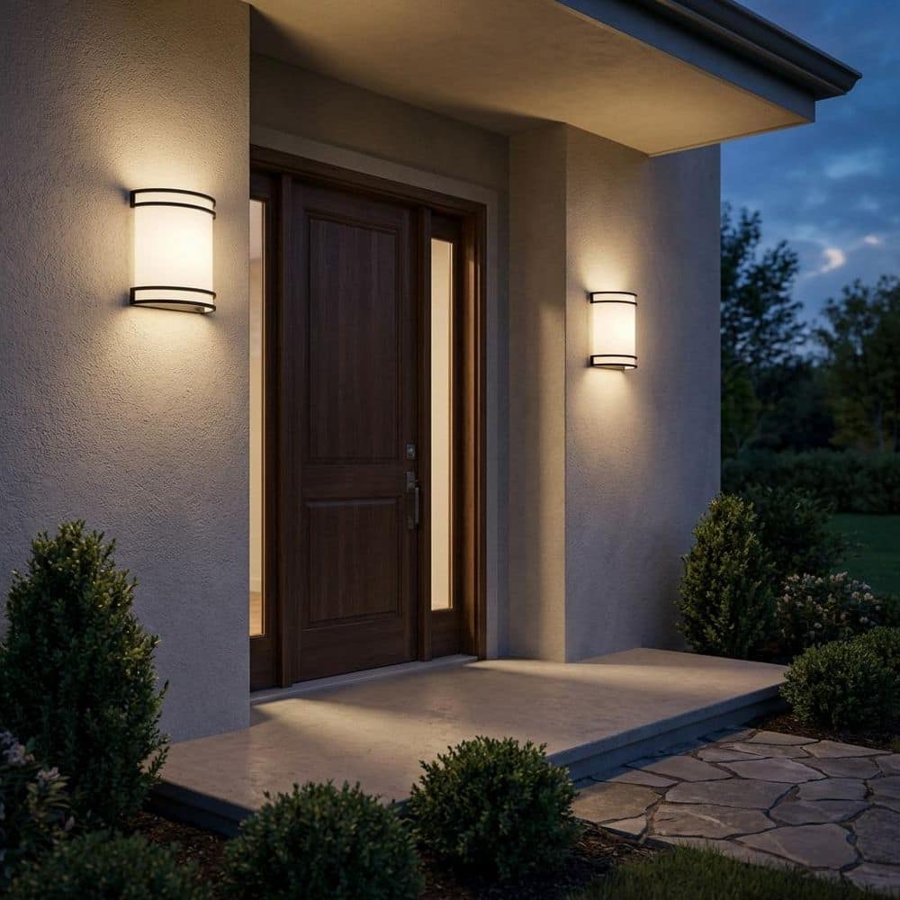 Ravel 9.33 in. W Midnight Black Modern LED ADA Hardwired Outdoor Wall Lantern Sconce with White Polycarbonate Shade price history on PriceWatchPro