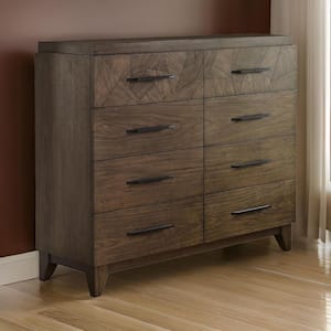 Brown 8-Drawers 55 in. Dresser Without Mirror