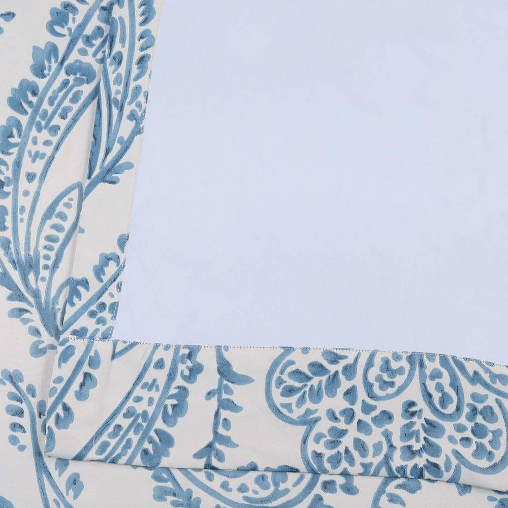 Tea Time China Blue Floral Blackout Polyester Curtain Panel