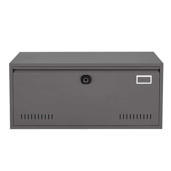 Unbranded Modern Dark Gray Biometric Fingerprint Lateral File Cabinet with Hanging Rod for letter