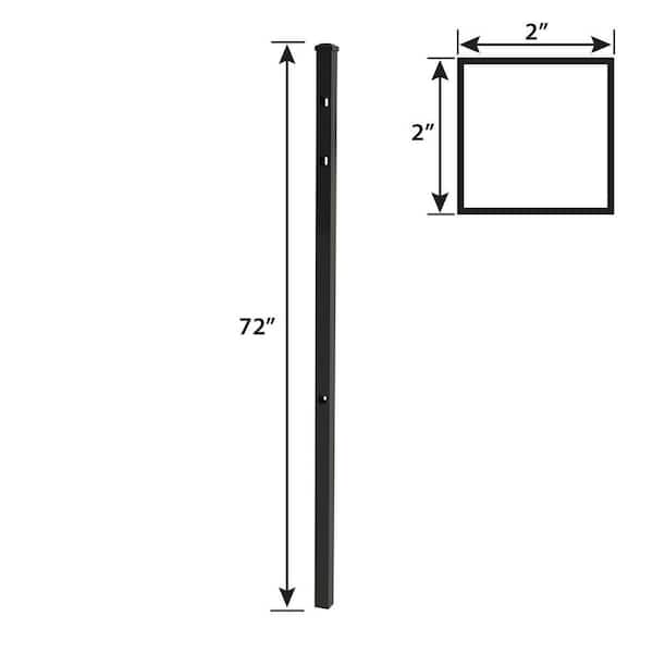FORGERIGHT 72 in. 4 ft. Black Osprey Black Aluminum Fence Line Post