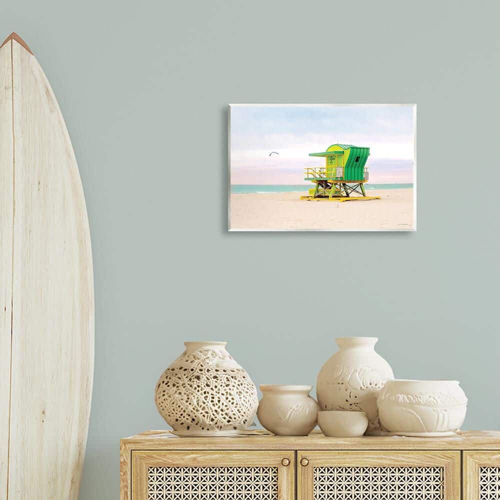Lime Green Lifeguard Hut by 7 Trees Design Unframed Nature Graphic Art Print 13 in. x 19 in. price history on PriceWatchPro