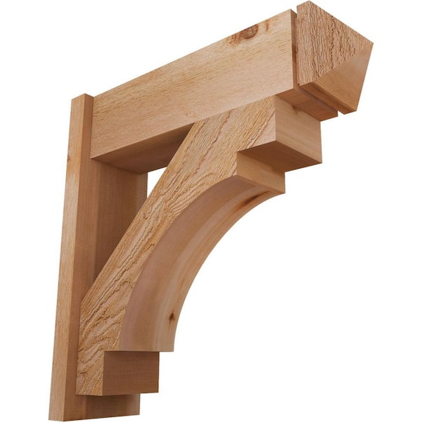 Ekena Millwork 8 in. x 28 in. x 28 in. Merced Arts and Crafts Rough Sawn Western Red Cedar Outlooker