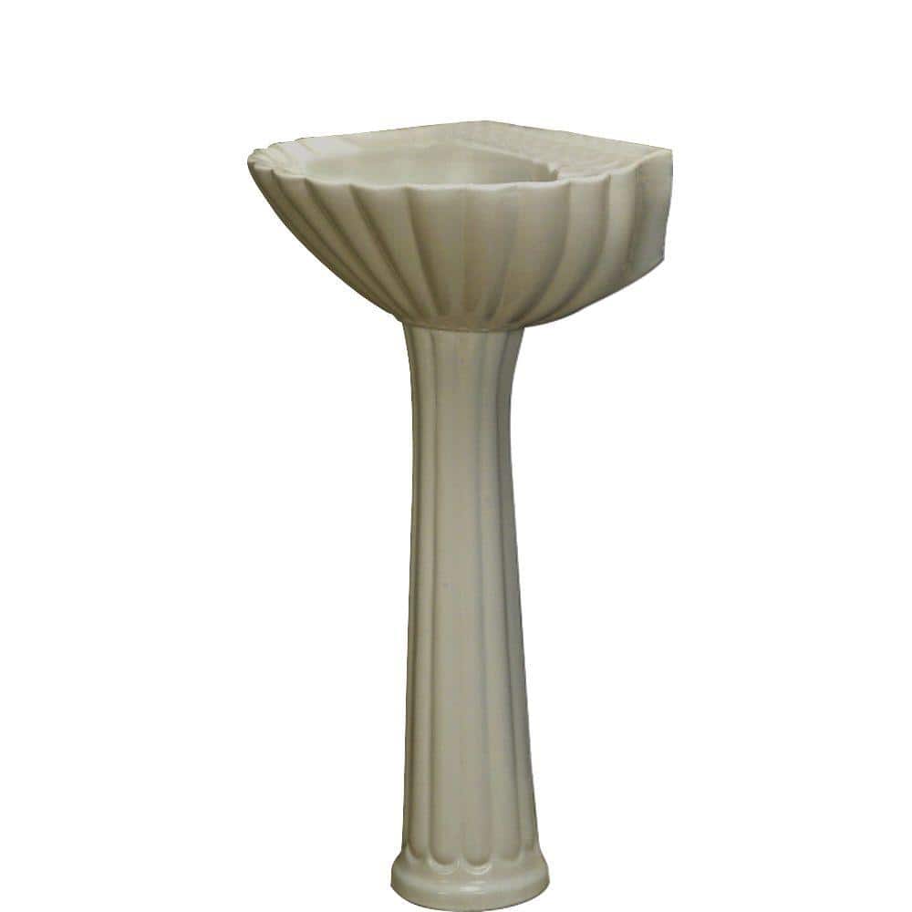 Bali 19" Beige Vitreous China Pedestal Sink with Overflow