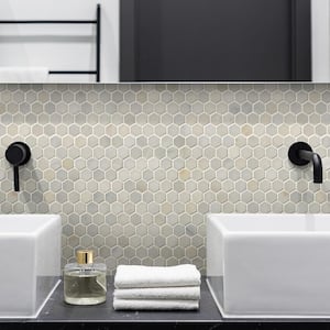 Greecian White Mini Hexagon 12 in. x 12 in. x 10 mm Polished Marble Mesh-Mounted Mosaic Tile (10 sq. ft./Case)