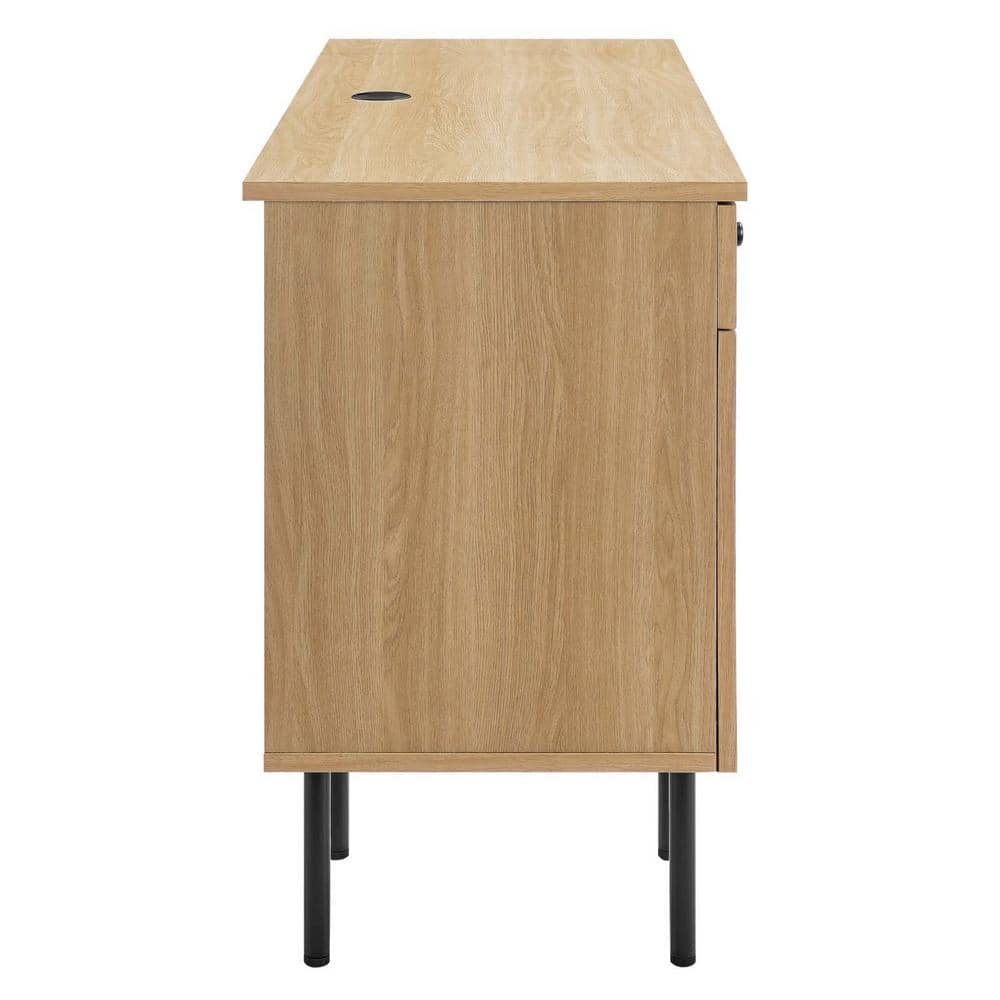 Chaucer Oak Wood Executive Desk with Rattan Detail and Storage