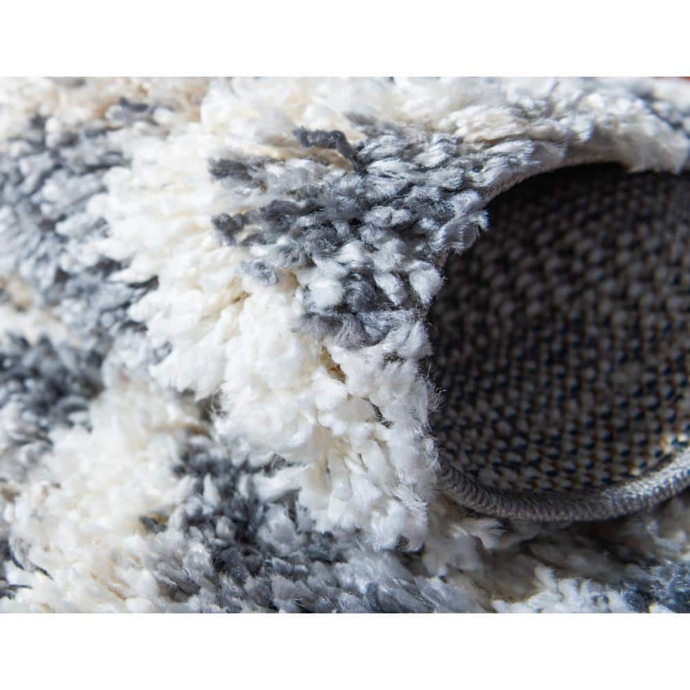 Gray Geometric Shag Synthetic 9' x 12' Area Rug