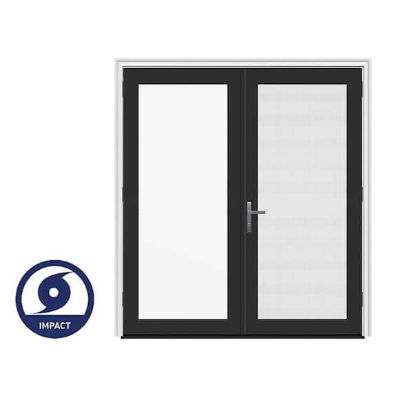 ATVIO 72 in. x 80 in. Matte Black Left Hand/Outswing Aluminum