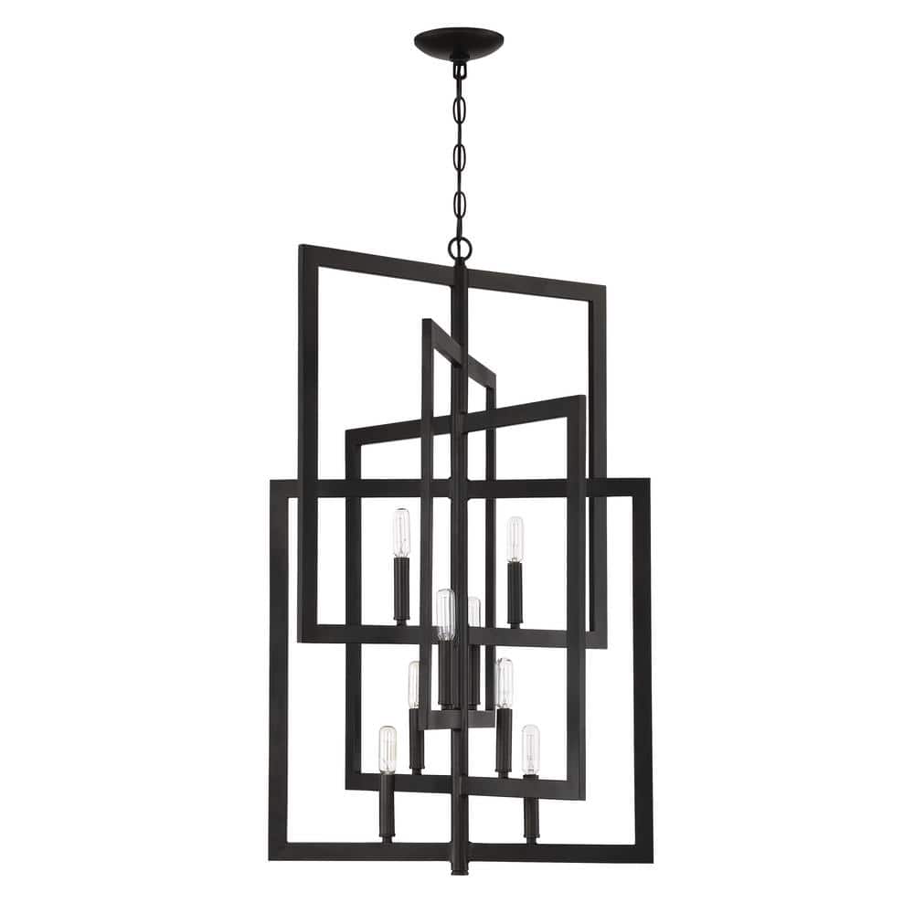 Espresso Geometric 8-Light Steel Chandelier