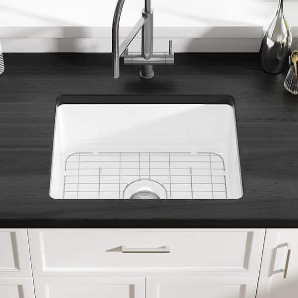 Eridanus Oslo 24 in. Undermount Single Bowl White Ceramic Kitchen