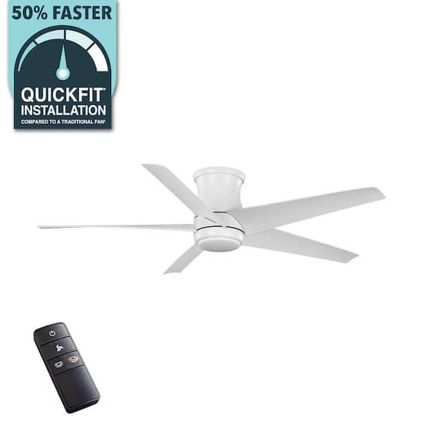 Hampton Bay Mena 54 in. White Color Changing LED Indoor/Outdoor Hugger Matte White Ceiling Fan with Light and Remote