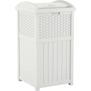 33 Gal. White Hidden Terrace Trash Bin -The Resin Outdoor Trash Can with Lid -Used For The Rear Meter Deck Or Terrace