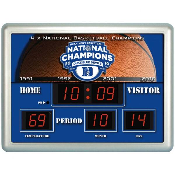 Team Sports America Duke University 14 in. x 19 in. Scoreboard Clock with Temperature
