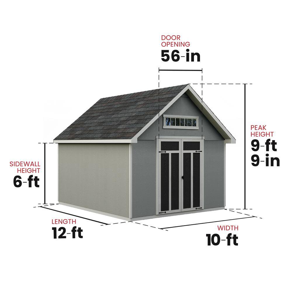 Tribeca 10' x 12' Beige Wood Storage Shed Kit with Windows
