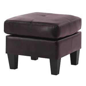 Newbury Dark Brown Faux Leather Upholstered Ottoman