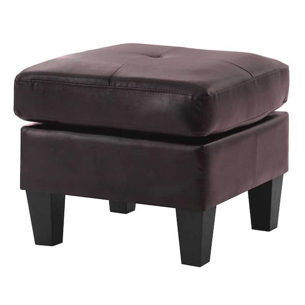 AndMakers Newbury Dark Brown Faux Leather Upholstered Ottoman