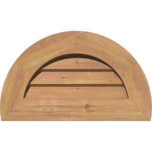 17 in. x 11 in. Half Round Unfinished Smooth Western Red Cedar Wood Paintable Gable Louver Vent