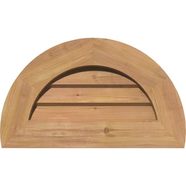 Ekena Millwork 17 in. x 11 in. Half Round Unfinished Smooth Western Red Cedar Wood Paintable Gable Louver Vent