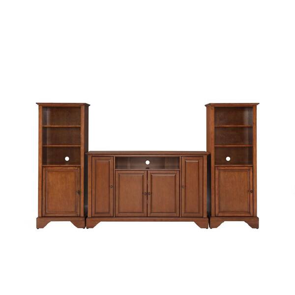 Crosley LaFayette TV Stand and 2-Audio Piers in Cherry