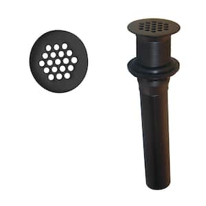 Grid Strainer Lavatory Bathroom Sink Drain Assembly without Overflow Holes - Exposed, Matte Black
