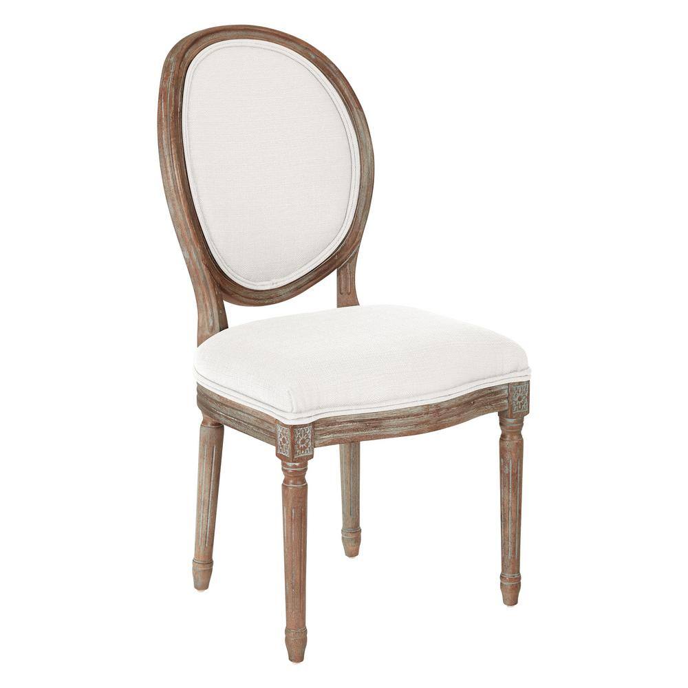 Beige Linen Upholstered Traditional Side Chair with Wood Frame