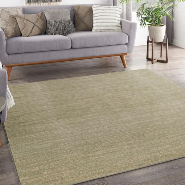 Essentials 5 ft. x 5 ft. Green Gold Abstract Contemporary Square Indoor/Outdoor Area Rug