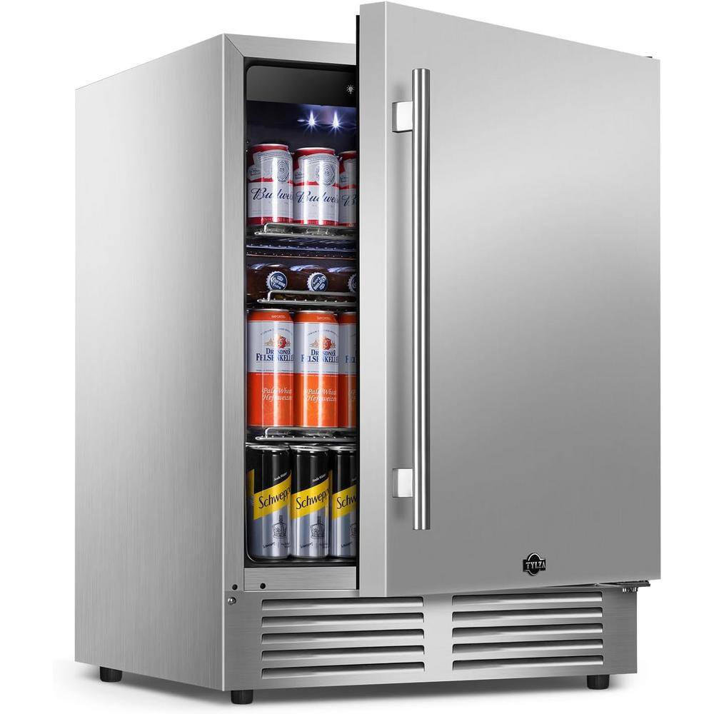 SOZT 3.1 cu.ft. 128-Cans Built-In/Freestanding Outdoor Cooler Fridge In Stainless Steel, Antifouling, Waterproof