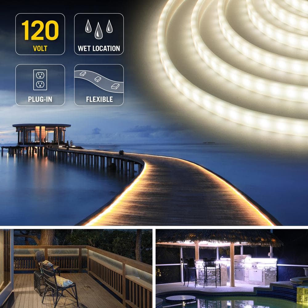 16.4 ft Warm White Outdoor LED Strip Light Kit