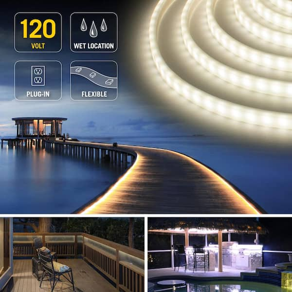 RibbonFlex Pro 120-Volt Outdoor LED Strip Light Kit (Bright White, 4000K) 5M, 16 ft.