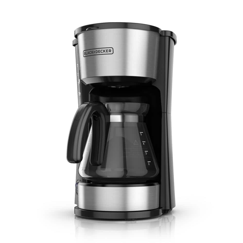 Black and Silver 5-Cup 4-in-1 Coffee Maker with Thermal Mug