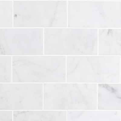 White Carrara 3 in. x 6 in. x 9mm Polished Marble Subway Tile (40 pieces / 5 sq. ft. / box)