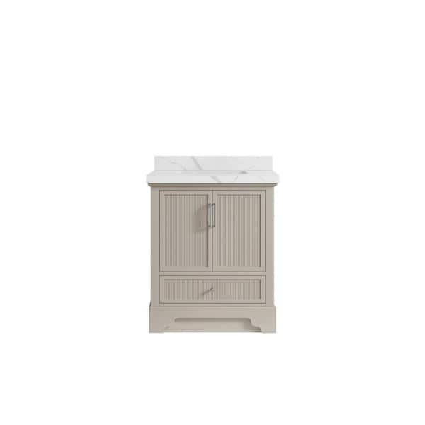 Willow Collections Alys 30 in. W x 22 in. D x 36 in. H Single Sink Bath Vanity Center in Fine Grain with 2 in. Calacatta Laza Qt. Top