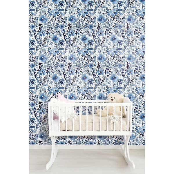 RoomMates Clara Jean April Showers Peel & Stick Wallpaper Blue