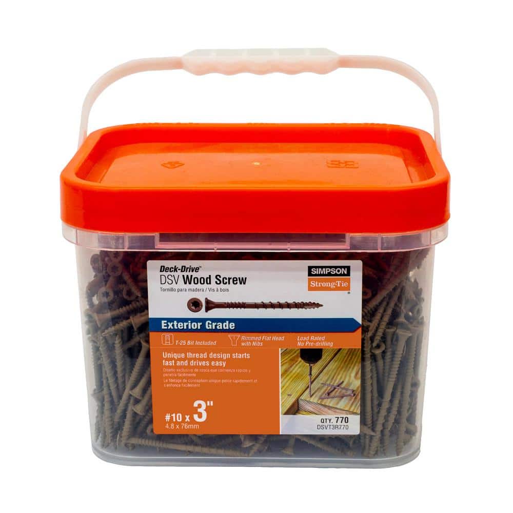 Simpson DSVT3R770 Deck-Drive™ DSV WOOD Screw — #10 x 3 in. T25  Flat Head  Quik Guard®  Tan