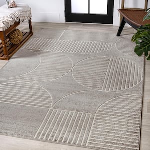 Nordby High-Low Geometric Arch Scandi Striped Gray/Cream 5 ft. x 8 ft. Indoor/Outdoor Area Rug