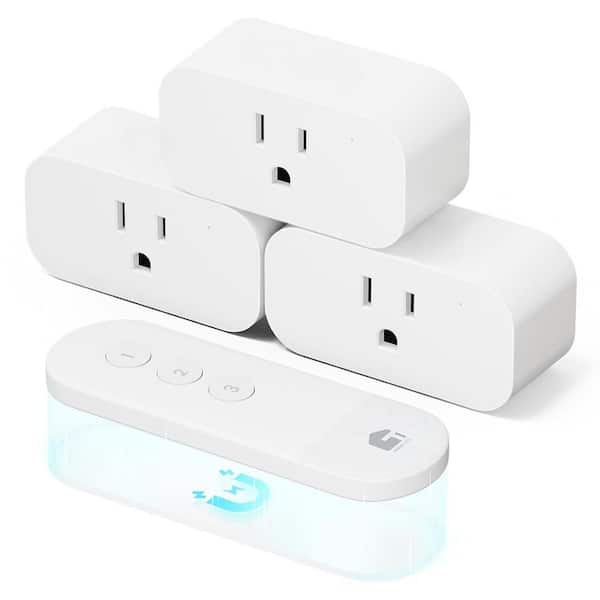 15A Grounding 1-Outlet Wall Tap Mini Remote Control Outlet Plug with Magnetic Remote in White (3 Pack)