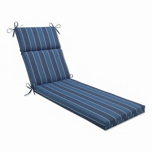 Pillow Perfect Striped 21 x 28.5 Outdoor Chaise Lounge Cushion in Blue/White Wickenburg