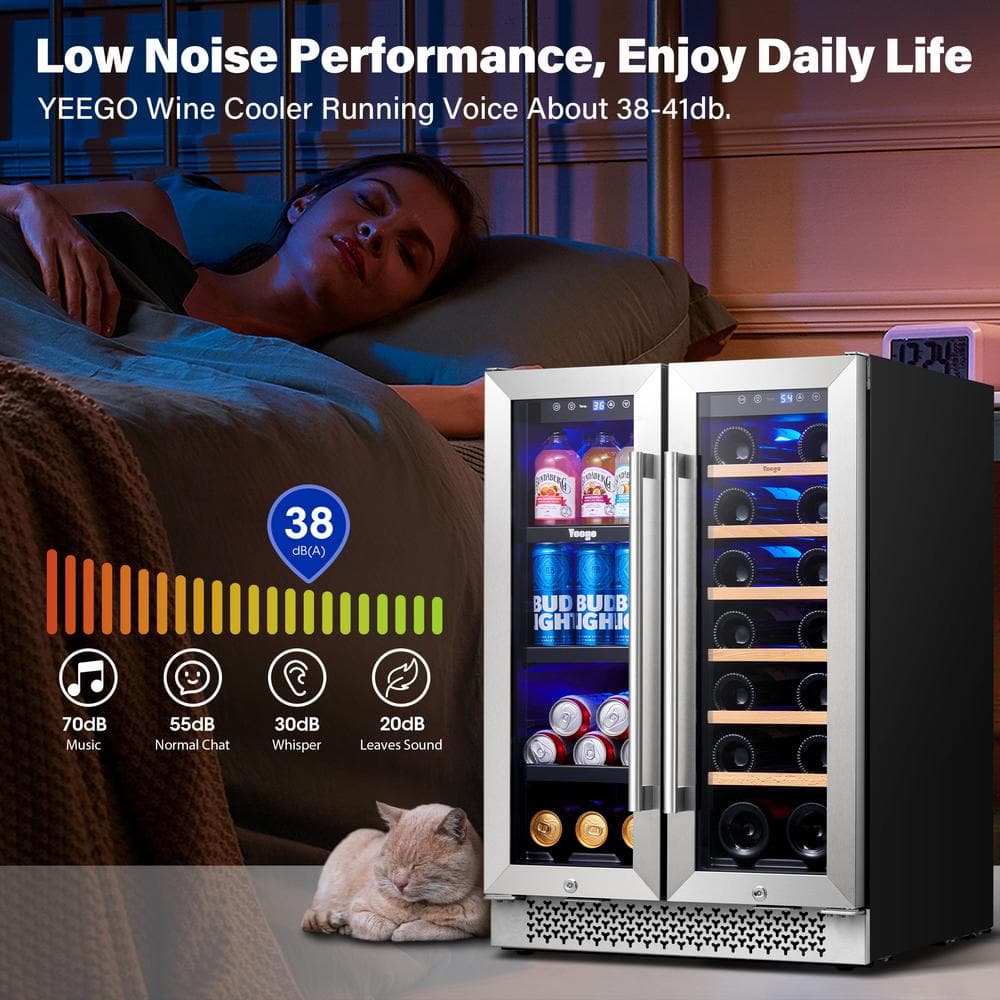 24 Inch Stainless Steel Dual Zone Wine and Beverage Cooler