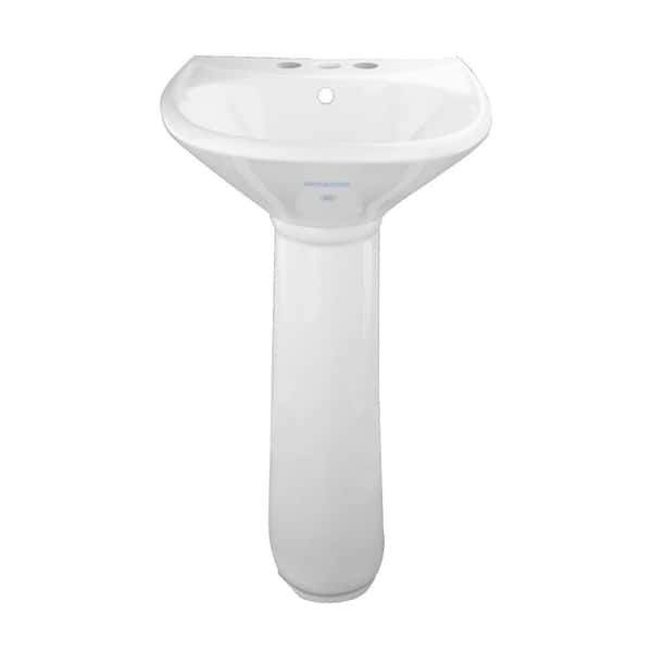 Ondine 16 in. W x 5 in. D Small Pedestal Combo Bathroom Sink in. White with Overflow