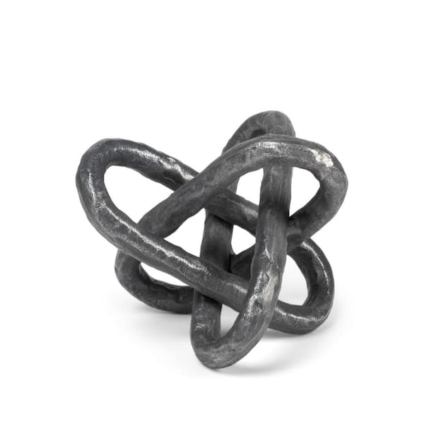 HomeRoots 7 in. Grey Petite Silver Metal Chain Link Sculpture