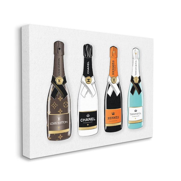 Stupell Industries "Glam Fashion Champagne Bottles Style Brand" by Martina Pavlova Unframed Drink Canvas Wall Art Print 36 in. x 48 in.