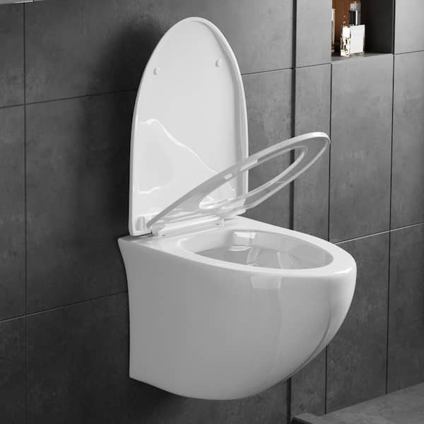 Teamson Kids One-piece 1.0/1.6 GPF Dual Flush Square Wall Hung Toilet Bowl  in White HD-US-WHT-1-02 - The Home Depot