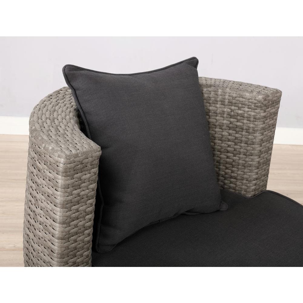 Gray All-Weather Wicker Outdoor Bistro Set with Cushions