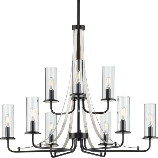 Progress Lighting Riley 9-Light Matte Black Traditional Chandelier