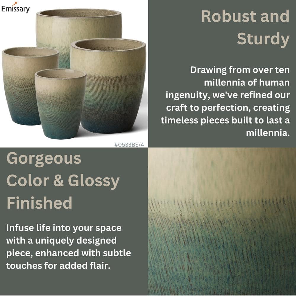 14" Multicolor Ceramic Bullet Planter for Indoor/Outdoor Use