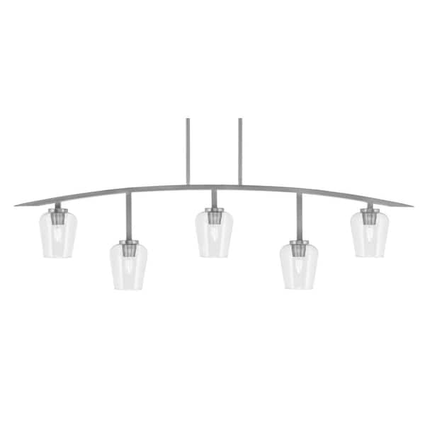 Unbranded Siena 51.25 in. 5-Light Graphite Chandelier with 5 in. Clear Bubble Glass Shades, no bulbs included