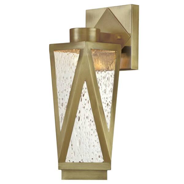 Westinghouse Zion Medium 1-Light Antique Brass LED Outdoor Wall Mount Lantern with Clear Seeded Glass