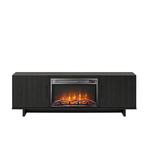 Ameriwood Home Julia 60 in. Electric Fireplace TV Stand in Black Oak