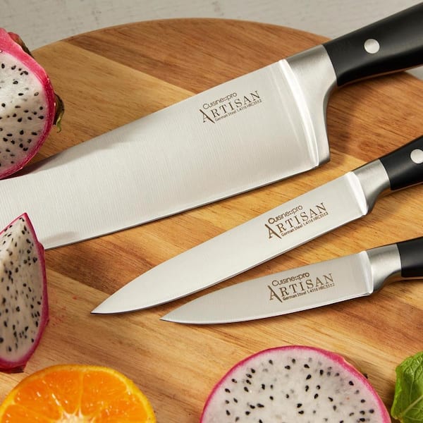 Kitchen Knife Set, 8-Pieces Khaki Sharp Chef Knife Set with Block